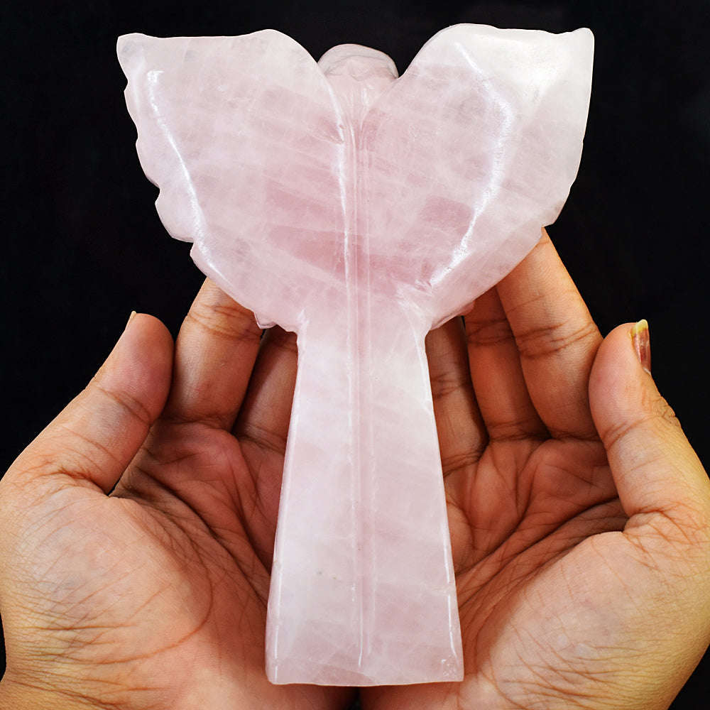 gemsmore:Exclusive Rose Quartz Hand Carved Healing Praying Angel