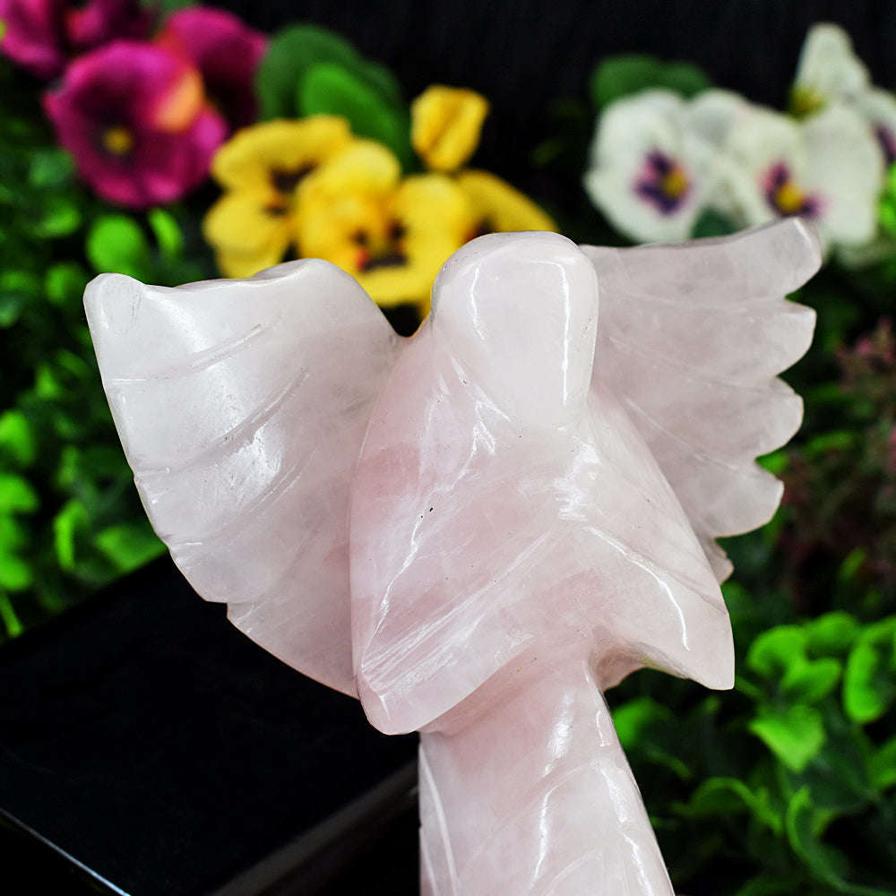 gemsmore:Exclusive Rose Quartz Hand Carved Healing Praying Angel