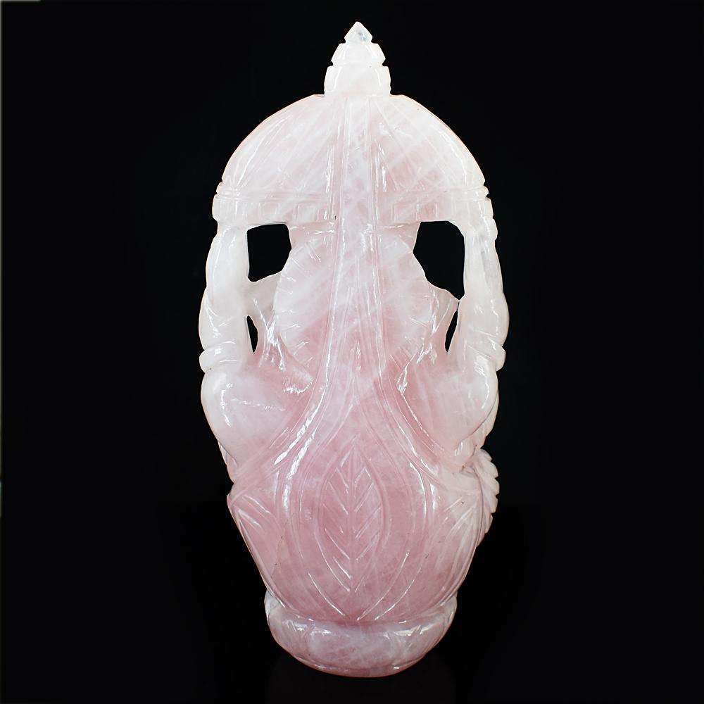 gemsmore:Exclusive Rose Quartz Hand Carved Lord Ganesha