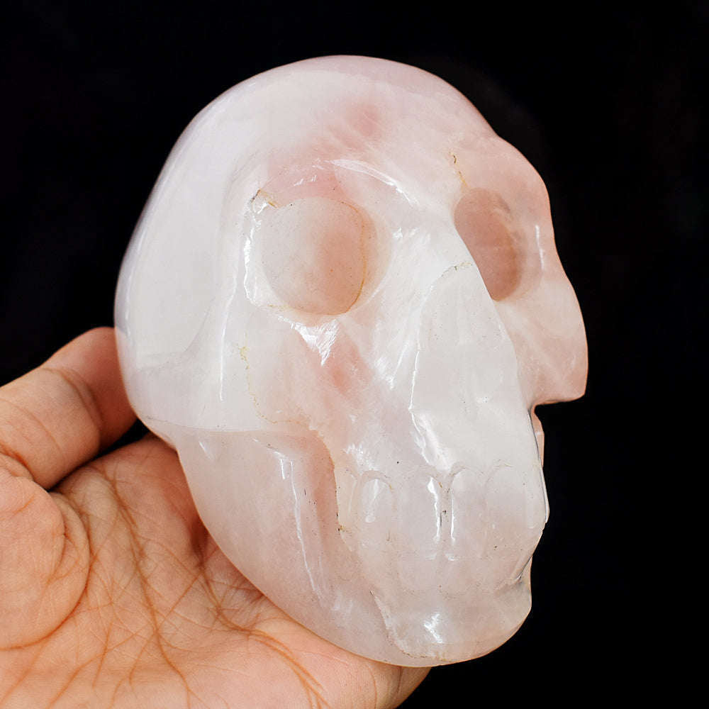 gemsmore:Exclusive Rose Quartz Hand Carved Skull
