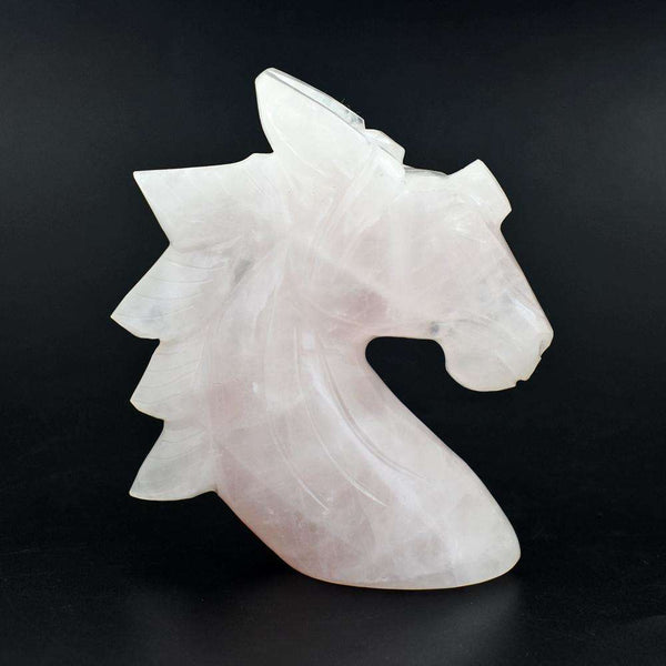 gemsmore:Exclusive Rose Quartz Hand Carved Unicorn Head