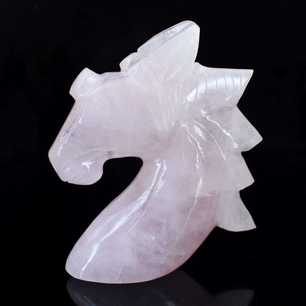 gemsmore:Exclusive Rose Quartz Hand Carved Unicorn Head