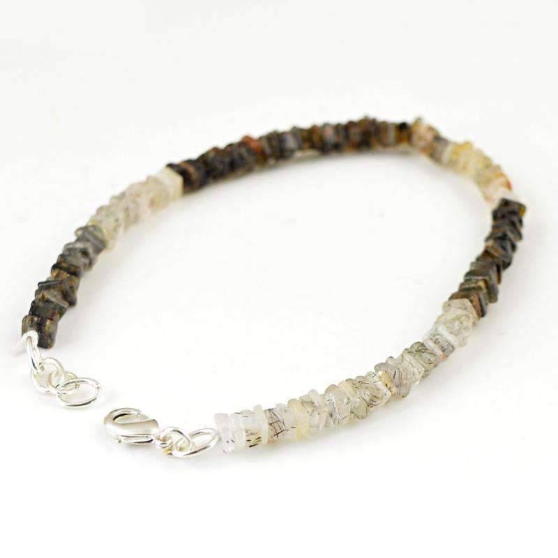 gemsmore:Exclusive Rutile Quartz Bracelet Natural Untreated Beads
