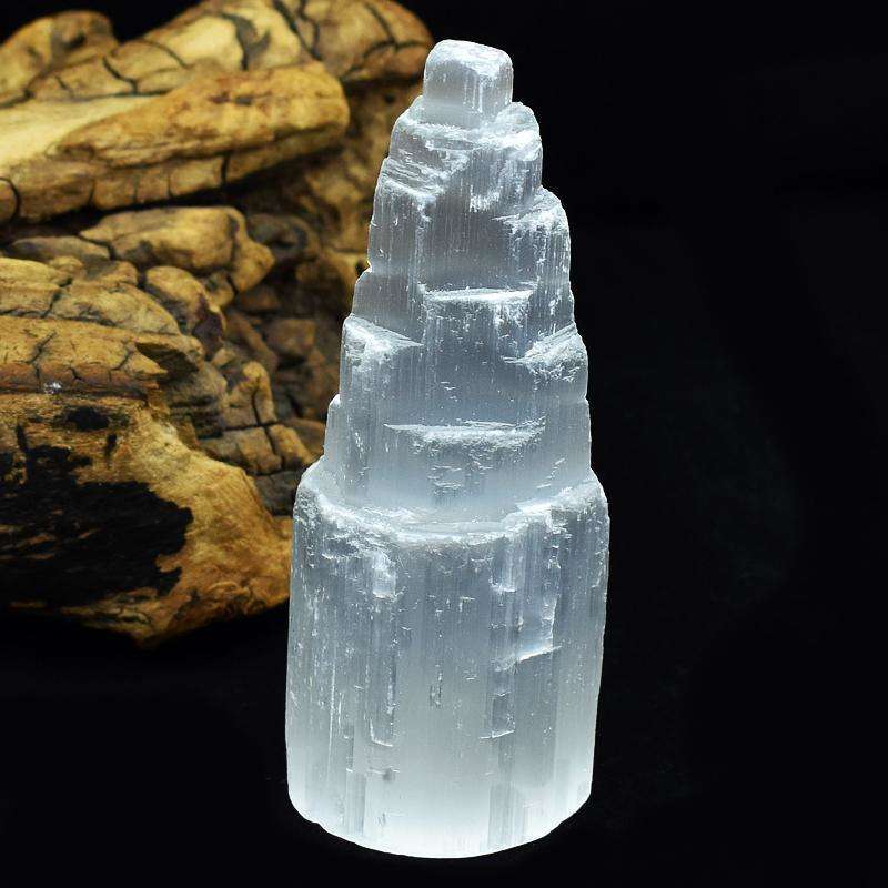 gemsmore:Exclusive Selenite Carved Healing Crystal Tower