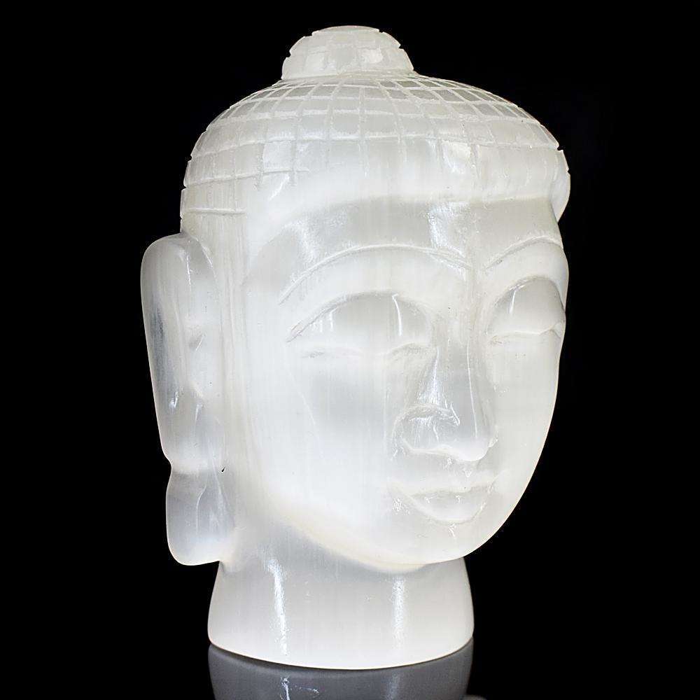 gemsmore:Exclusive Selenite Hand Carved Buddha Head