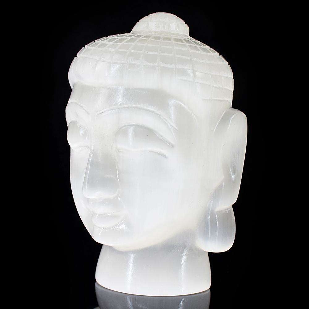 gemsmore:Exclusive Selenite Hand Carved Buddha Head