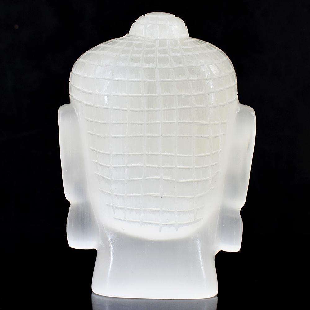gemsmore:Exclusive Selenite Hand Carved Buddha Head