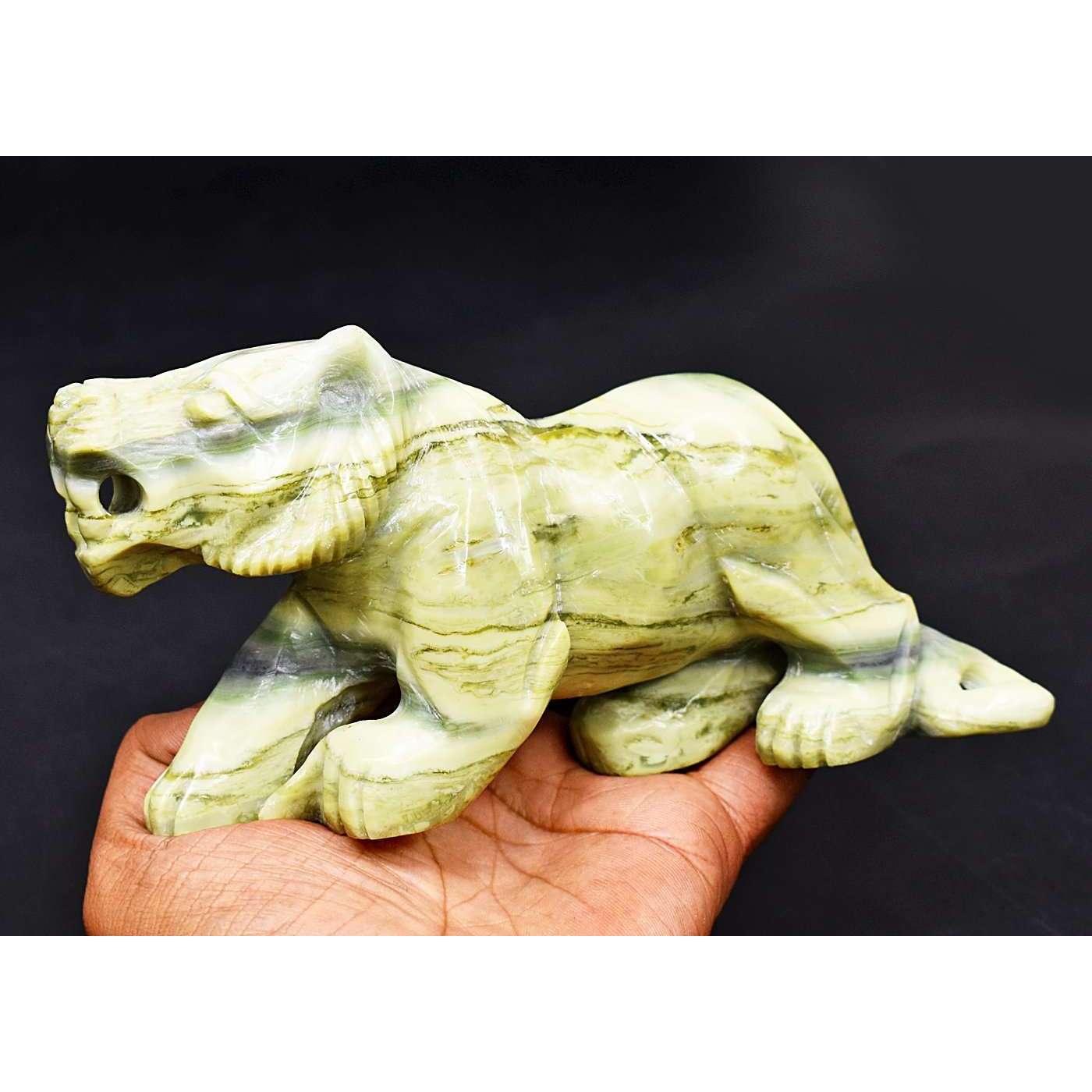 gemsmore:Exclusive Serpentine Hand Carved Tiger