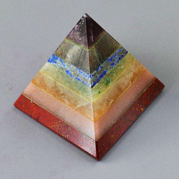gemsmore:Exclusive Seven Chakra Carved Healing Pyramid