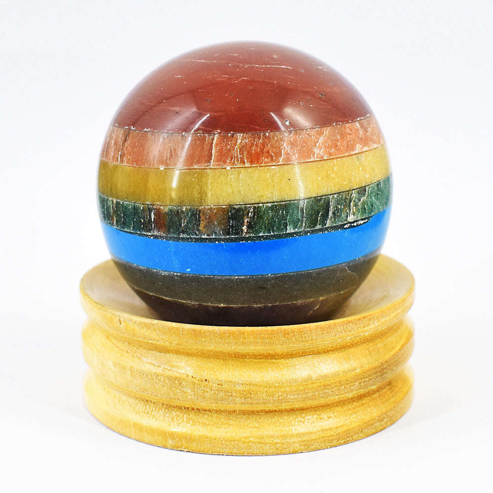 gemsmore:Exclusive Seven Chakra Hand Carved Reiki Healing Sphere