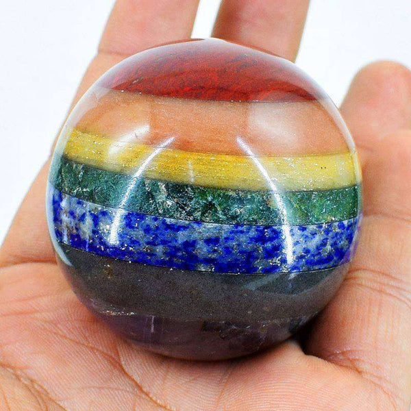 gemsmore:Exclusive Seven Chakra Hand Carved Reiki Healing Sphere