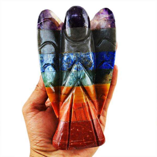 gemsmore:Exclusive Seven Chakra Museum Size Healing Angel - Hand Carved