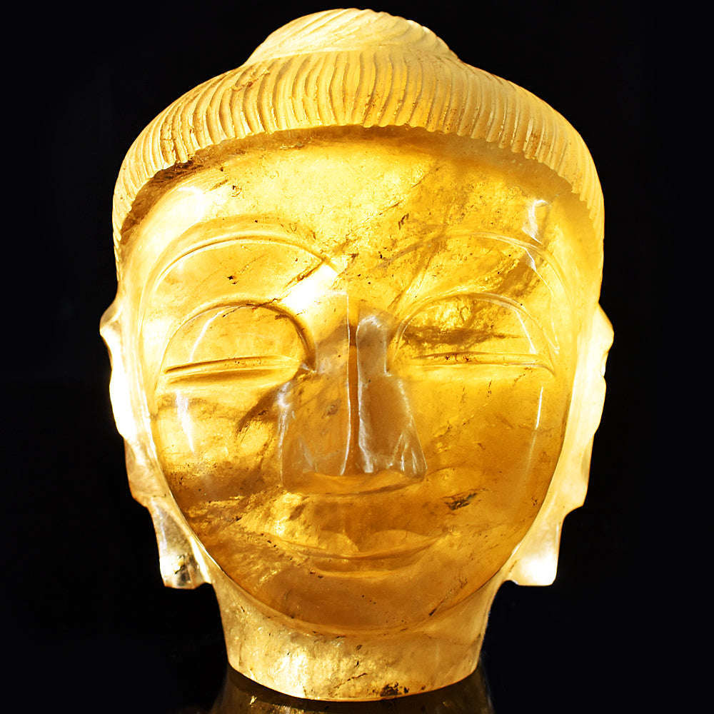 gemsmore:Exclusive Smoky Quartz Hand Carved Genuine Crystal Gemstone Carving Buddha Head