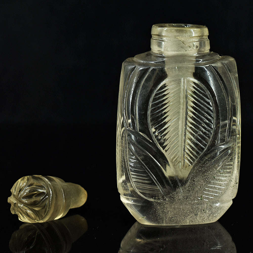 gemsmore:Exclusive Smoky Quartz Hand Carved Genuine Crystal Gemstone Carving Perfume Bottle