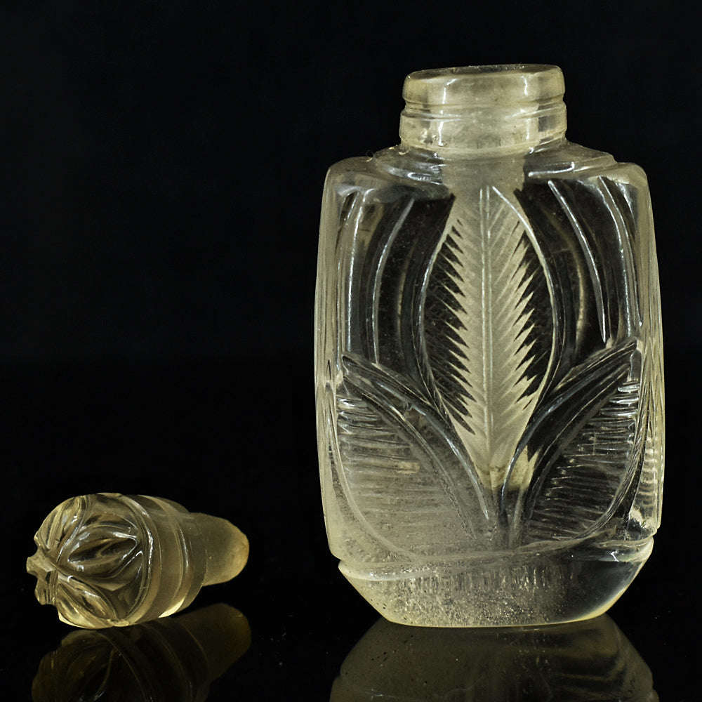 gemsmore:Exclusive Smoky Quartz Hand Carved Genuine Crystal Gemstone Carving Perfume Bottle