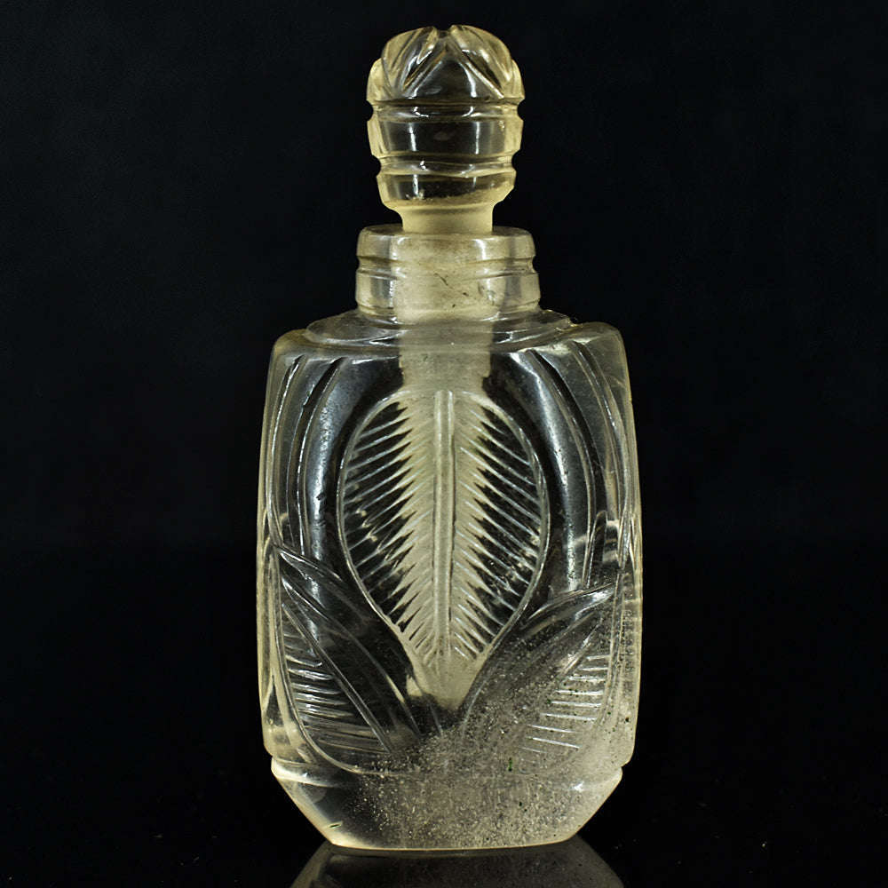 gemsmore:Exclusive Smoky Quartz Hand Carved Genuine Crystal Gemstone Carving Perfume Bottle