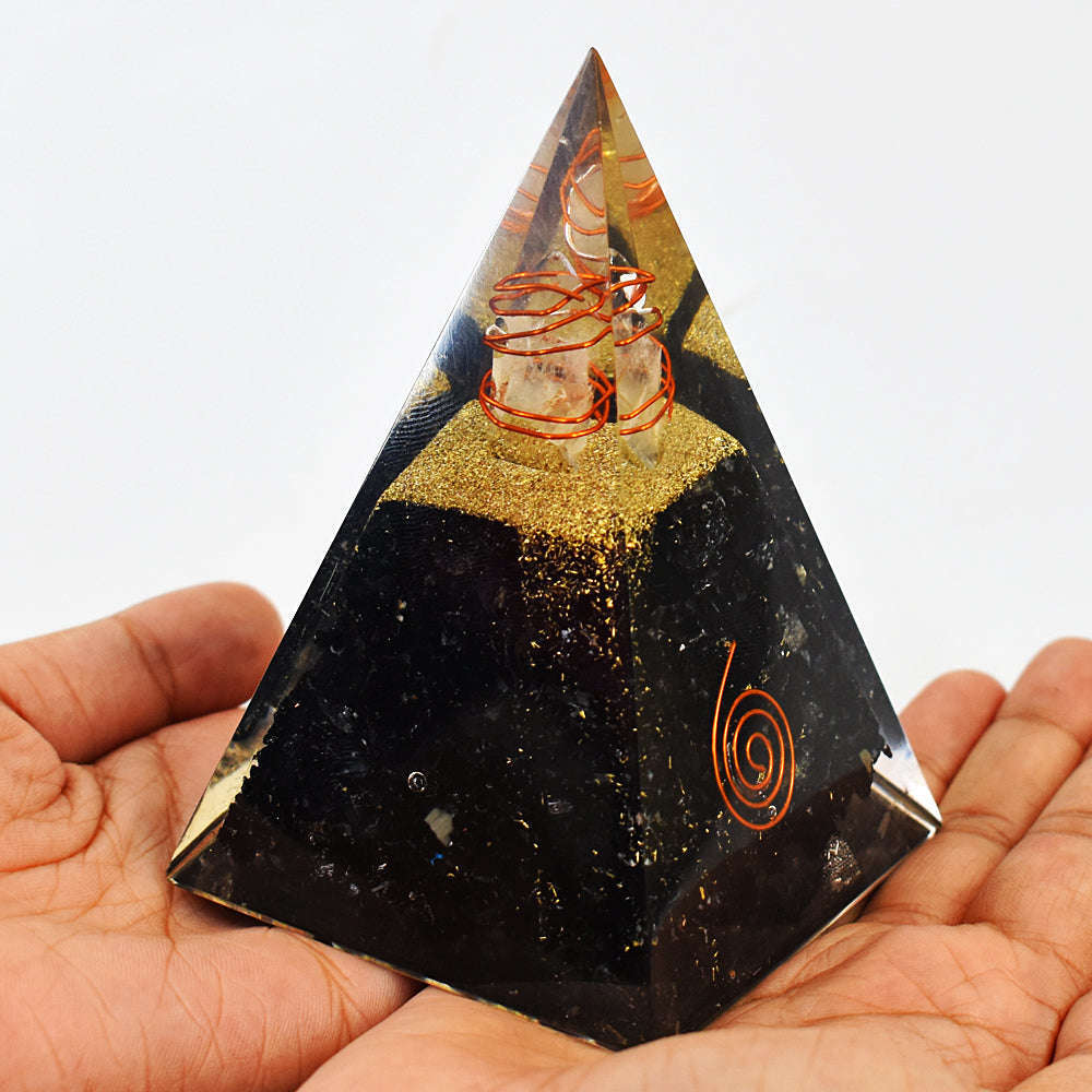 gemsmore:Exclusive Spinel Orgone Carved Healing Pyramid