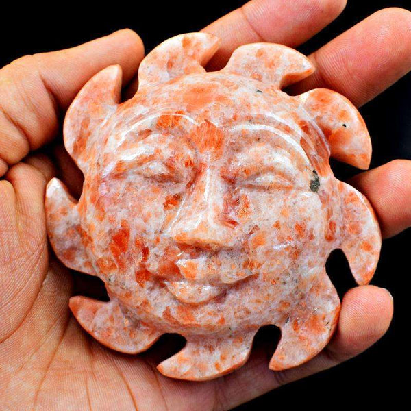 gemsmore:Exclusive Sunstone Hand Carved Sun Face