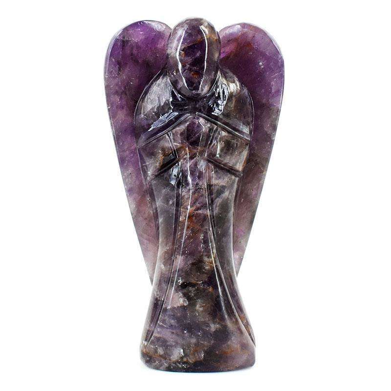 gemsmore:Exclusive Super Seven Amethyst Hand Carved Genuine Crystal Gemstone Carving Angel