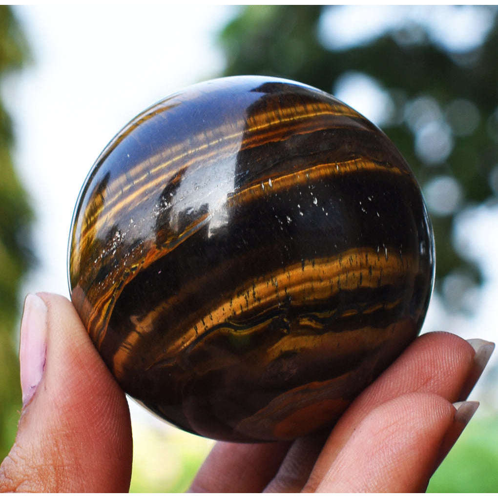 gemsmore:Exclusive Tiger Eye Carved Healing Sphere