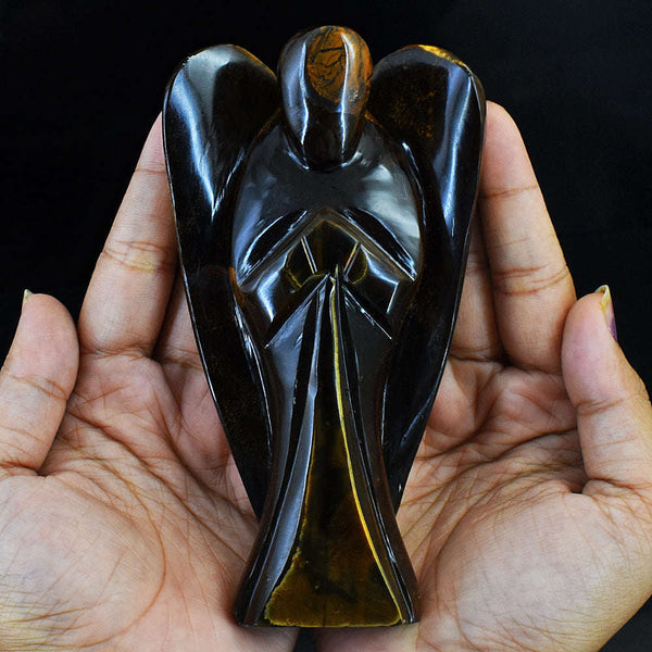 gemsmore:Exclusive Tiger Eye  Hand Carved Angel