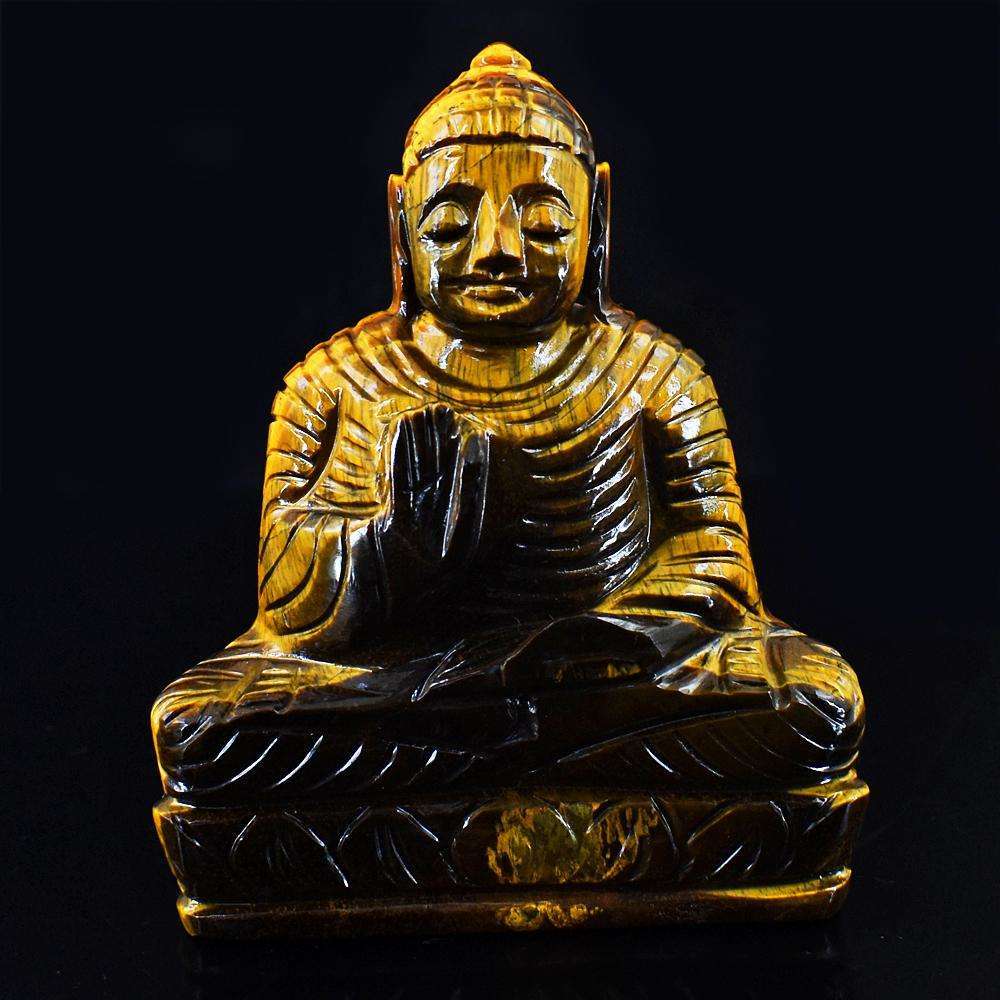 gemsmore:Exclusive Tiger Eye Hand Carved Buddha