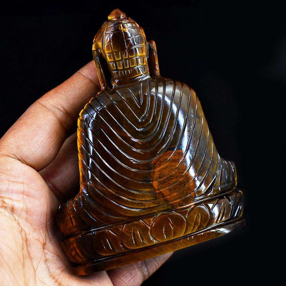 gemsmore:Exclusive Tiger Eye Hand Carved Buddha