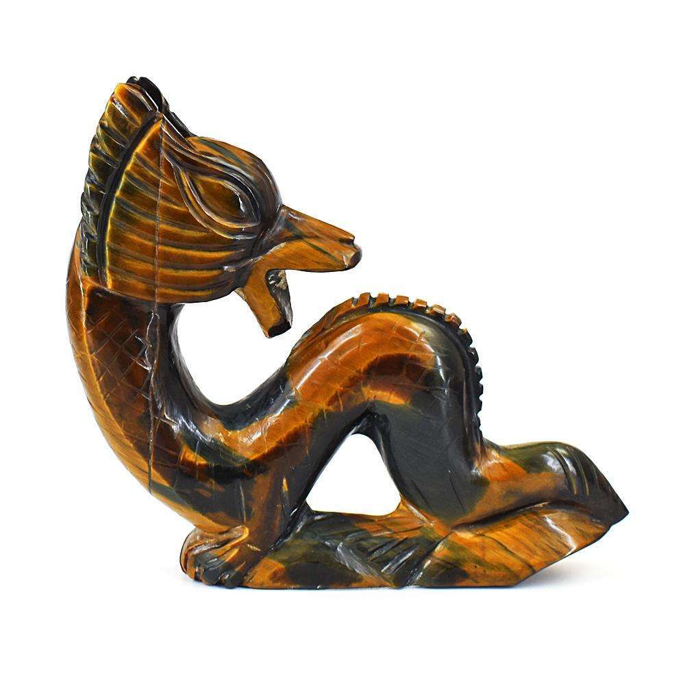 gemsmore:Exclusive Tiger Eye Hand Carved Dragon Crystal Gemstone Carving
