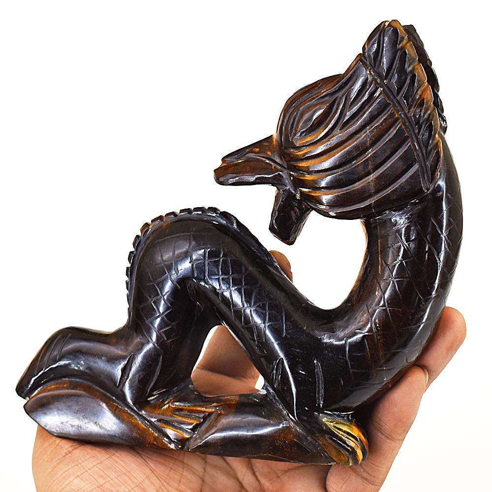gemsmore:Exclusive Tiger Eye Hand Carved Dragon Crystal Gemstone Carving