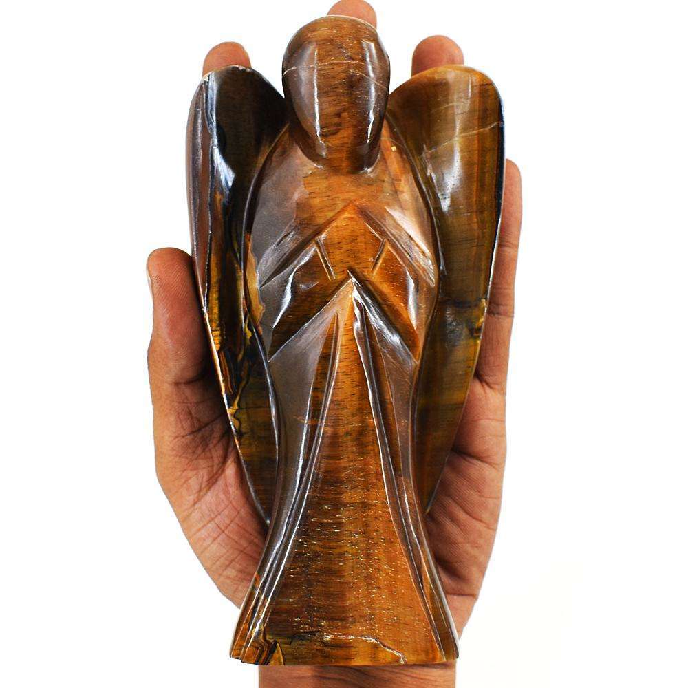 gemsmore:Exclusive Tiger Eye Hand Carved Genuine Crystal Gemstone Carving Angel