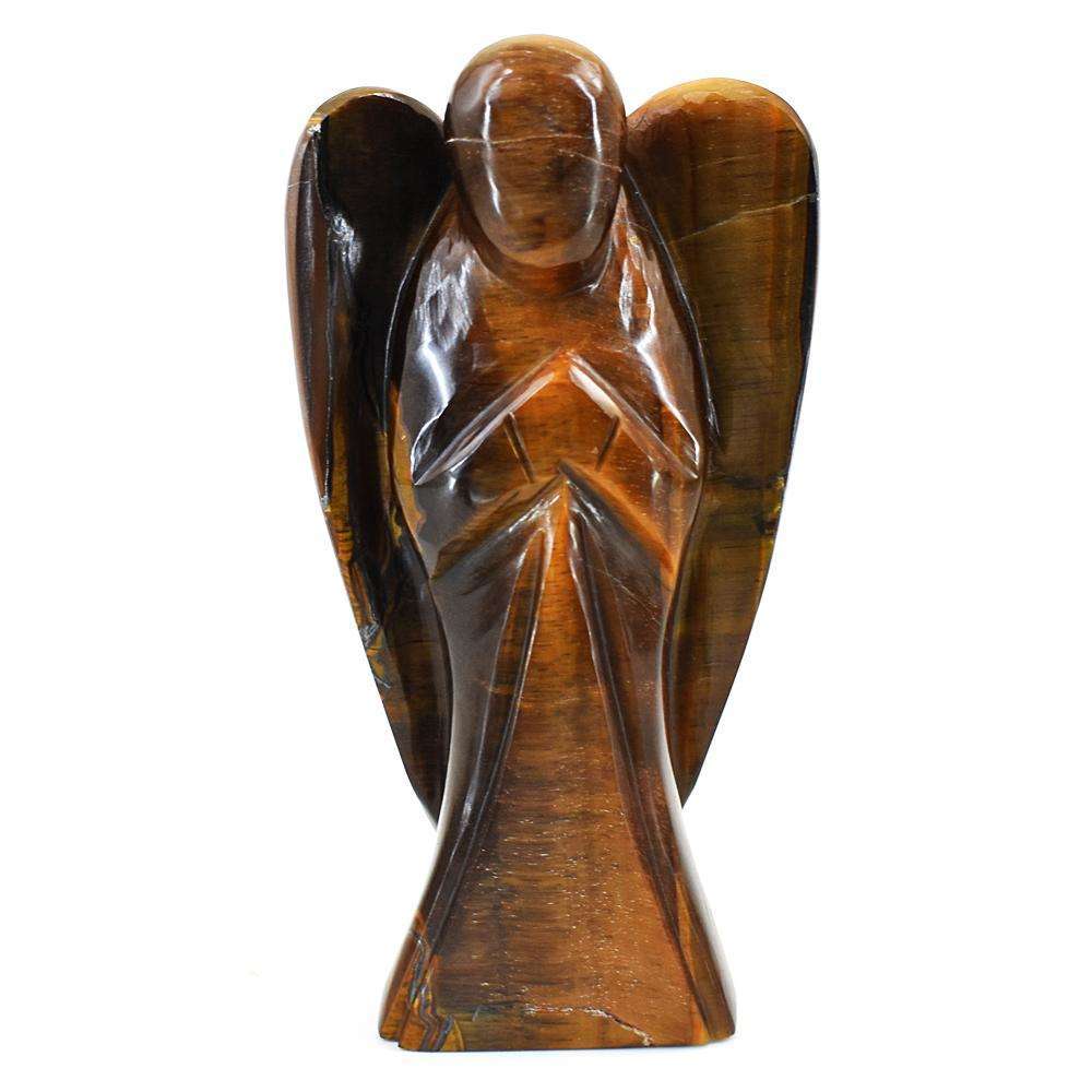 gemsmore:Exclusive Tiger Eye Hand Carved Genuine Crystal Gemstone Carving Angel