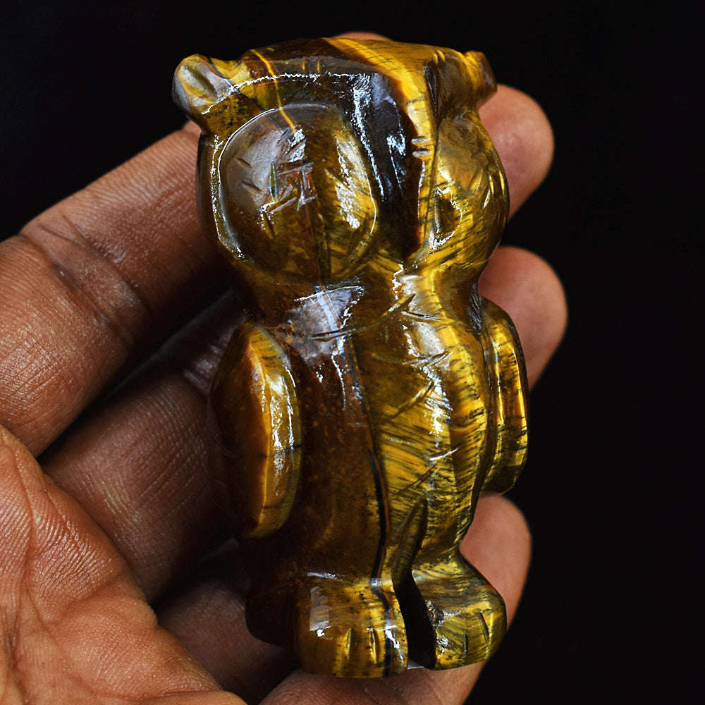 gemsmore:Exclusive Tiger Eye Hand Carved Owl
