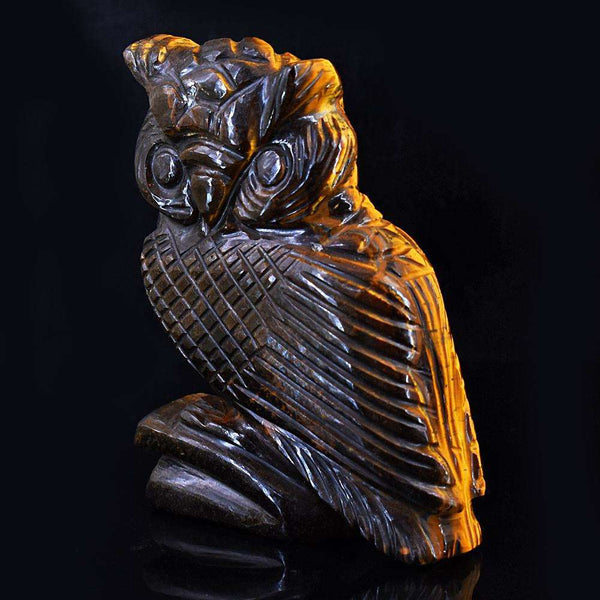 gemsmore:Exclusive Tiger Eye Hand Carved Owl