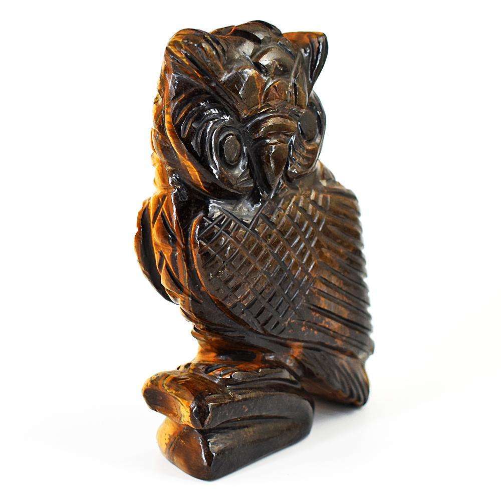 gemsmore:Exclusive Tiger Eye Hand Carved Owl