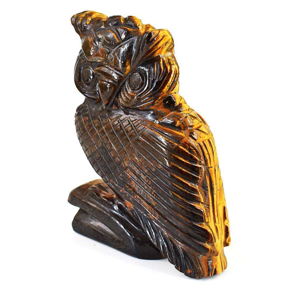 gemsmore:Exclusive Tiger Eye Hand Carved Owl