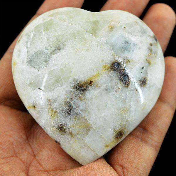 gemsmore:Exclusive White Agate Carved Heart Shape Cabochon