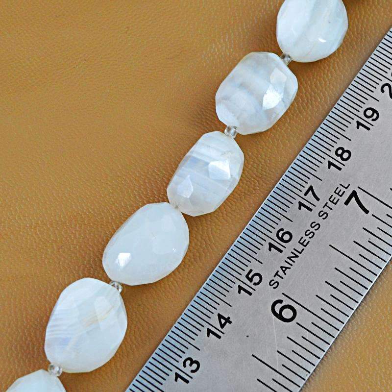 gemsmore:Exclusive White Agate Drilled Beads Strand Natural Faceted