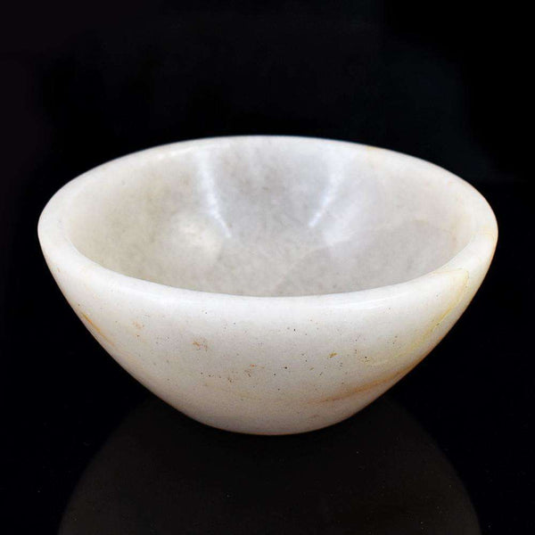 gemsmore:Exclusive White Agate Hand Carved Bowl