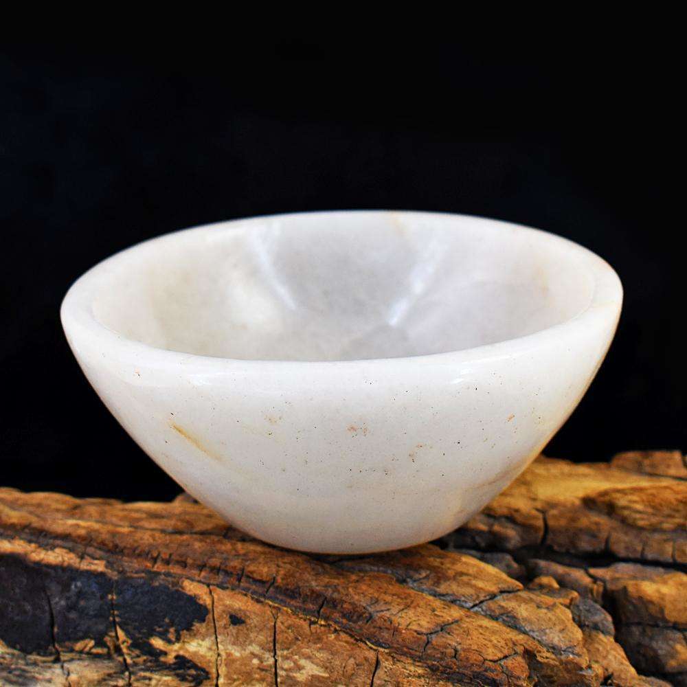 gemsmore:Exclusive White Agate Hand Carved Bowl