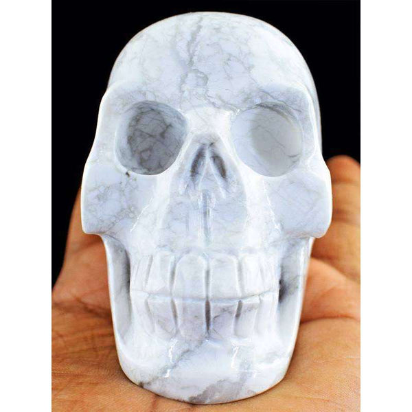 gemsmore:Exclusive White Howlite Hand Carved Human Skull