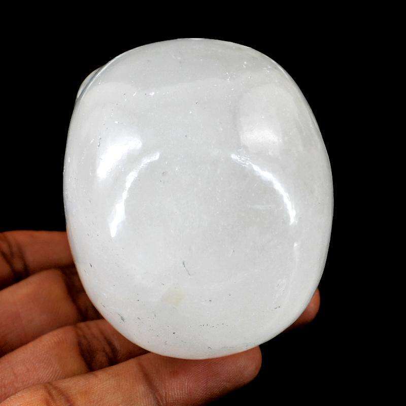 gemsmore:Exclusive White Quartz Carved Skull Gemstone