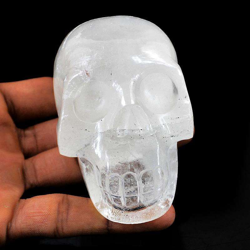 gemsmore:Exclusive White Quartz Carved Skull Gemstone