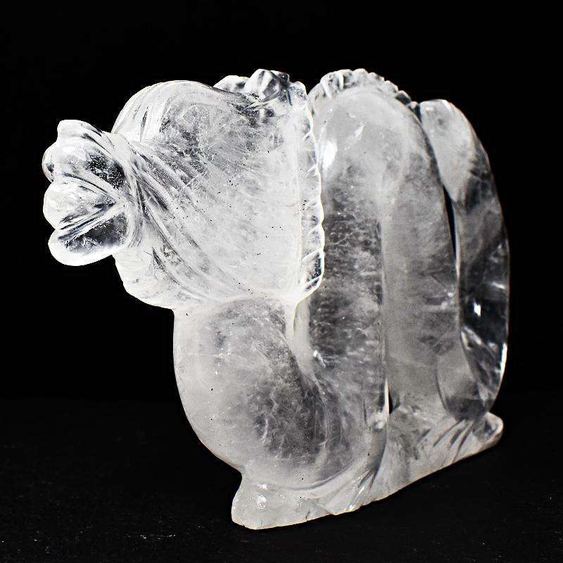 gemsmore:Exclusive White Quartz Detailed Hand Carved Dragon