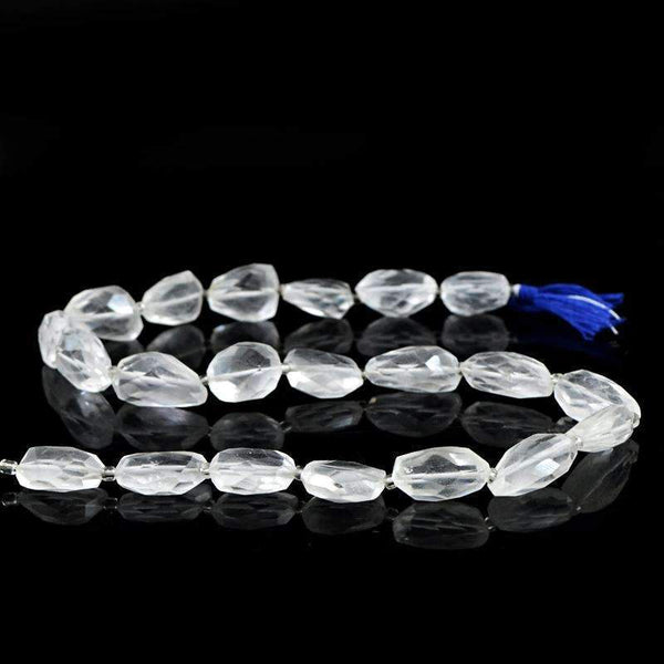 gemsmore:Exclusive White Quartz Drilled Beads Strand Natural Faceted