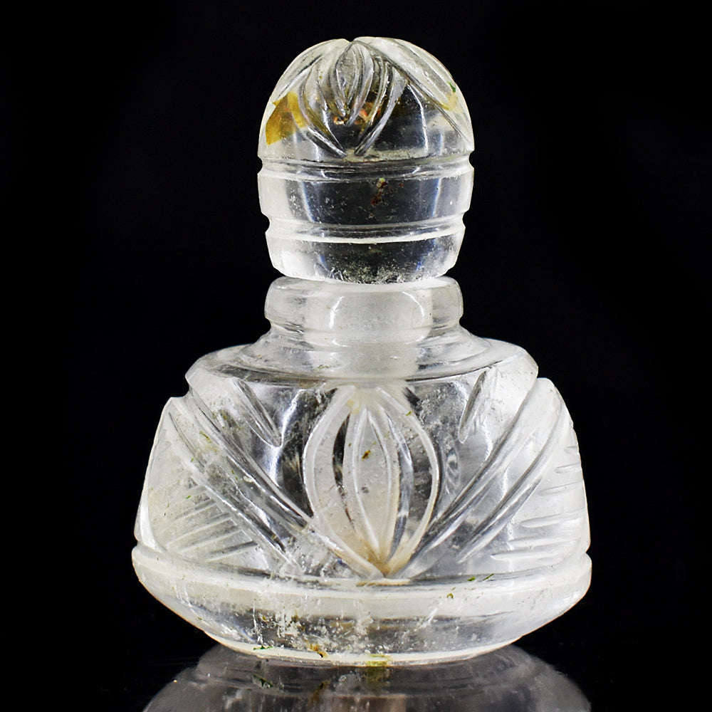 Amazing White Quartz Hand Carved Genuine Crystal Gemstone Carving Perfume  Bottle