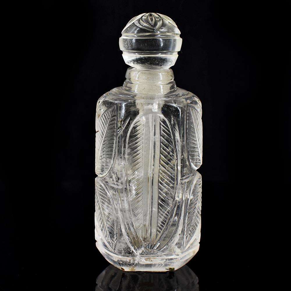 gemsmore:Exclusive White Quartz Hand Carved Genuine Crystal Gemstone Carving Perfume Bottle