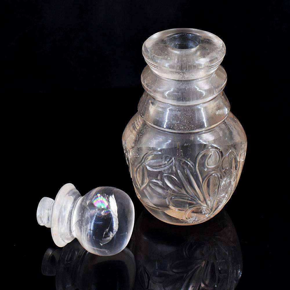 gemsmore:Exclusive White Quartz Hand Carved Perfume Bottle