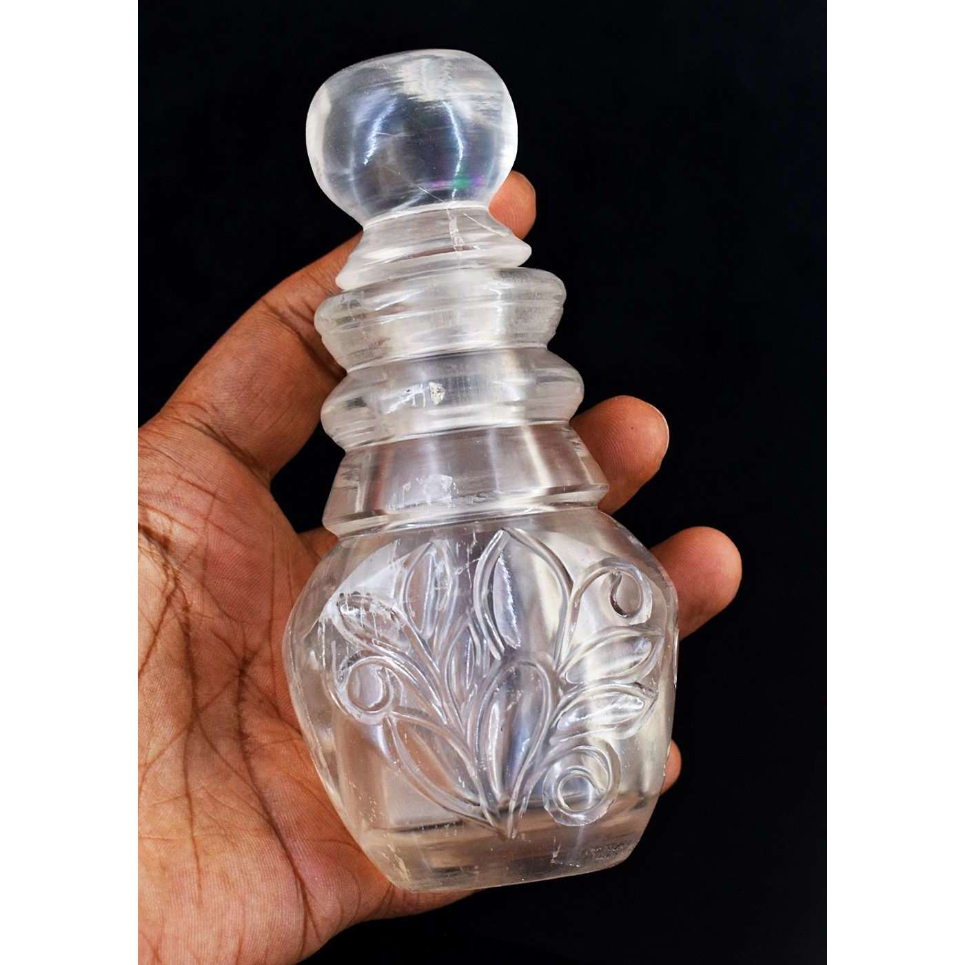 gemsmore:Exclusive White Quartz Hand Carved Perfume Bottle