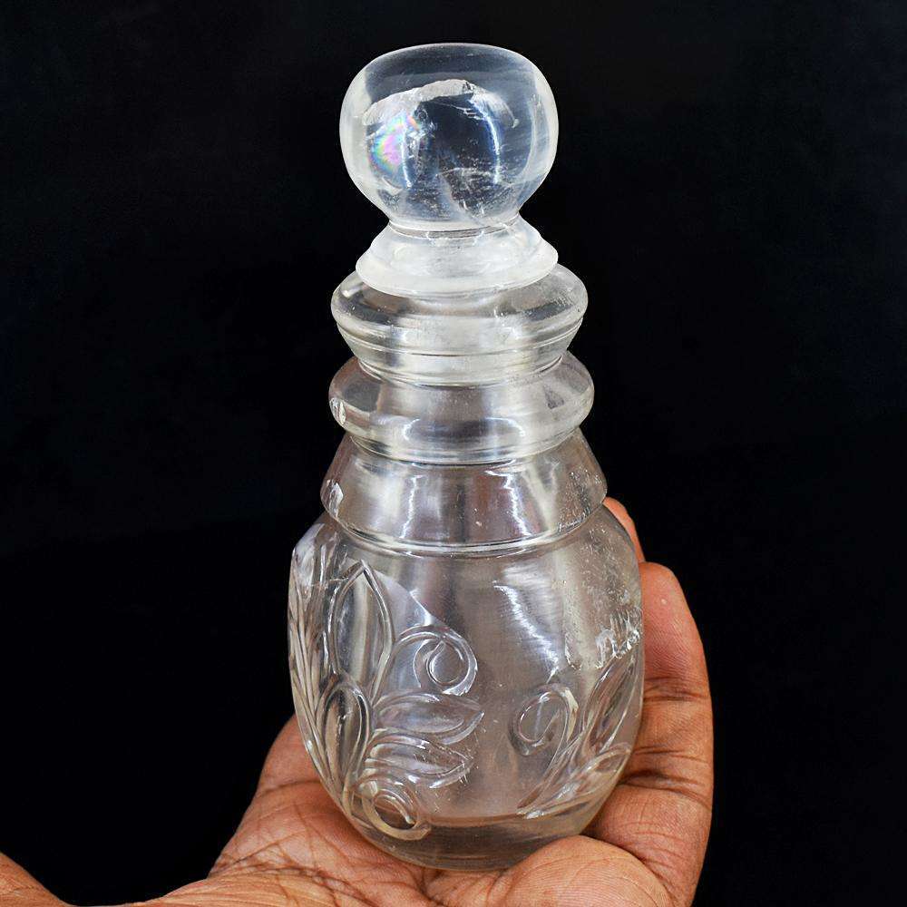 gemsmore:Exclusive White Quartz Hand Carved Perfume Bottle