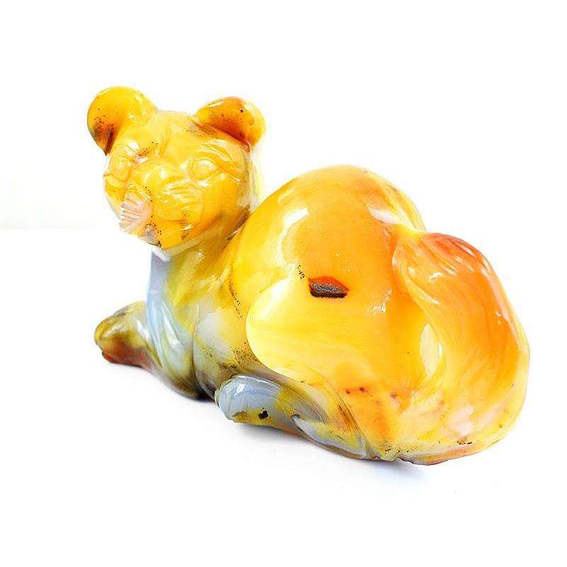 gemsmore:Exclusive Yellow Agate Hand Carved Cat - Massive Size